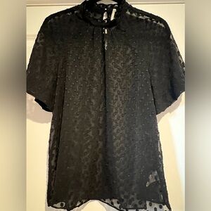 Anthropologie Feather Bone sheer blouse. Size 6. Black